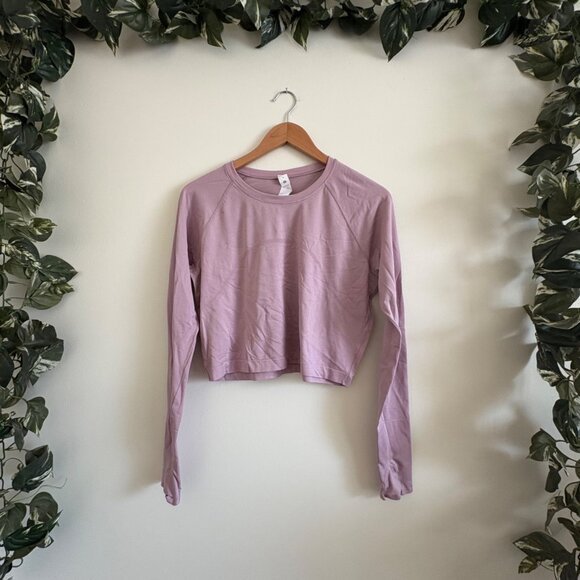 Lululemon Athletic Swiftly Tech Cropped Long Sleeve Shirt 2.0 Rose Blush Size 14 - Picture 1 of 8